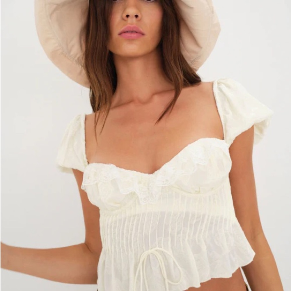 FOR LOVE & LEMONS Cream Opal Lace Blouse